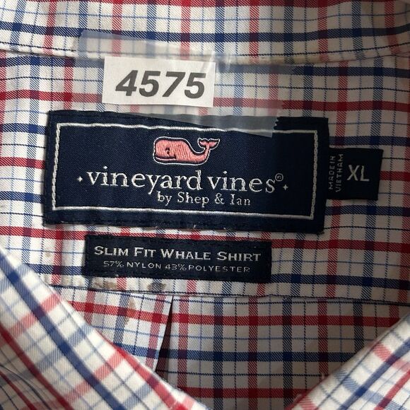 Vineyard Vines Mens Long Sleeve Button Down Red White Blue Whale Shirt XL - Picture 12 of 12